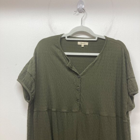 Madewell (Re)sourced Crinkle-Knit Tiered Mini Dress green M - Picture 5 of 12